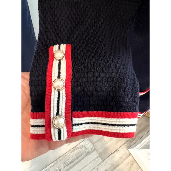 TALBOTS 1X Red White Blue Sweater Cardigan 4th of July USA Anniversary Patriotic - Picture 4 of 9
